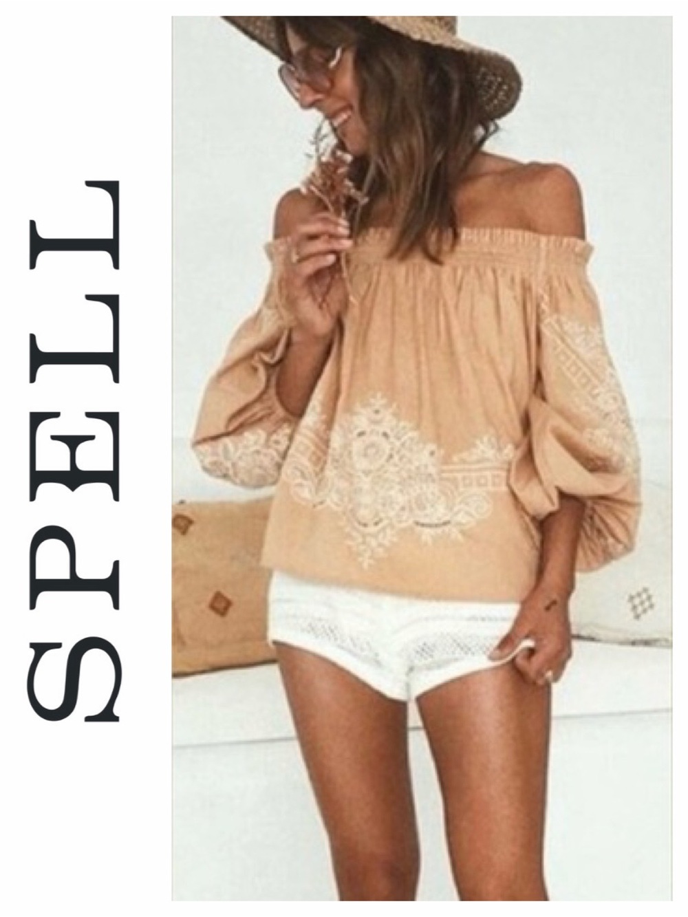 Spell Darling Embroidered Off Shoulder Top Small